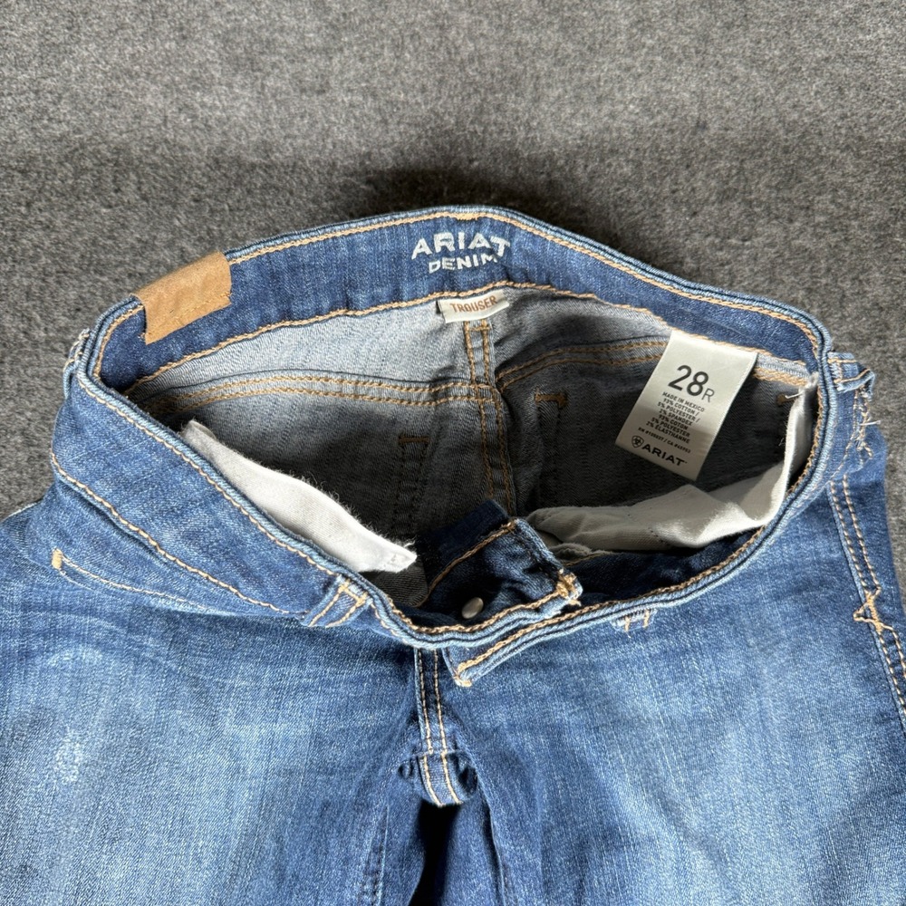 Ariat Denim Trouser Jeans Womens 28R Medium Wash Flare Wide Leg Mid Rise 13423 - Picture 2 of 14